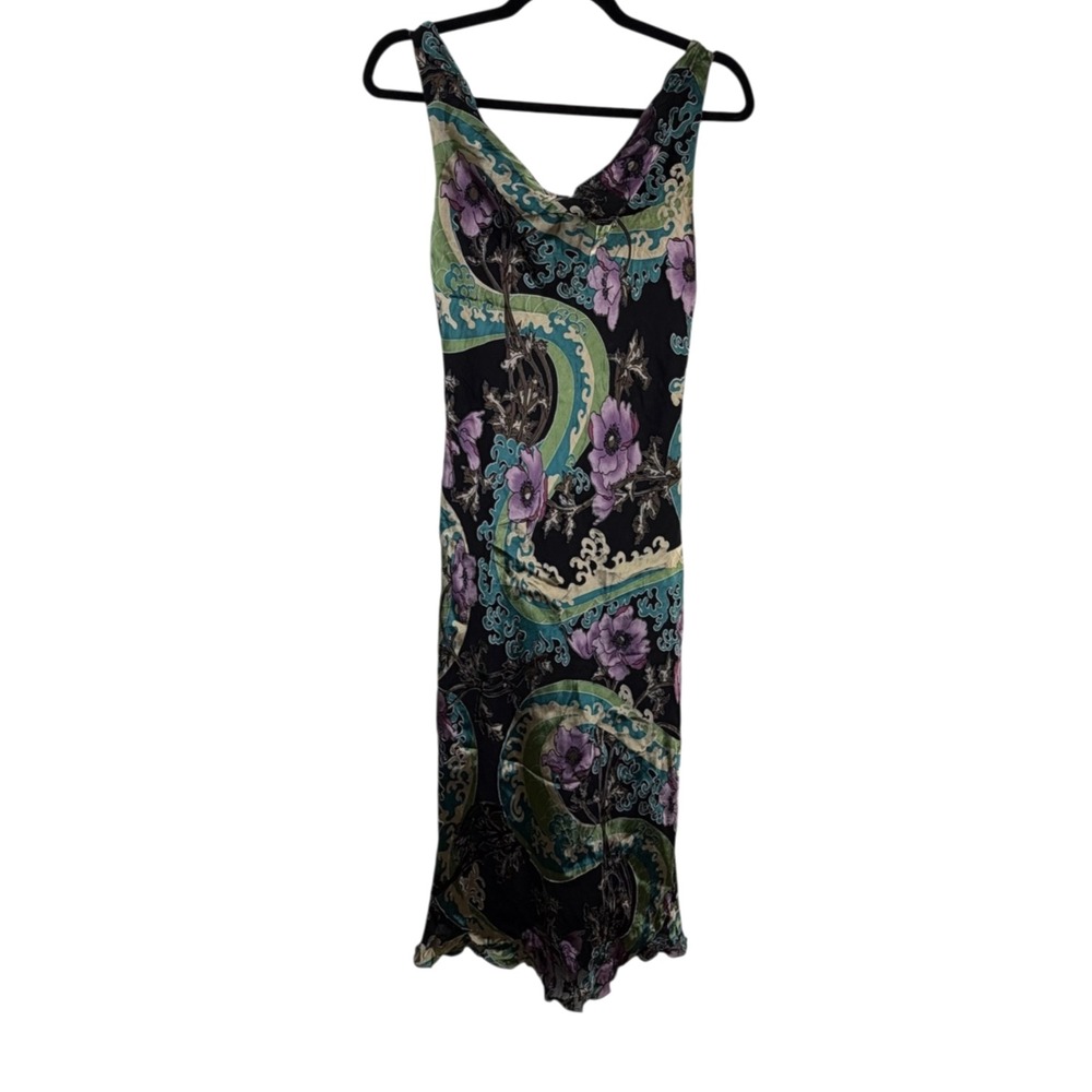 Vtg Beata Studio DressSz 8 Y2K Fairy Grunge Whimsigoth Velvet Burnout Cowl Neck